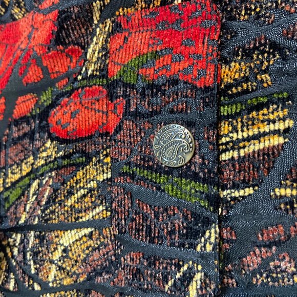 Black Label‎ by Evan Picone Vibrant Red & Black Blazer Jacket - Floral - Picture 6 of 10